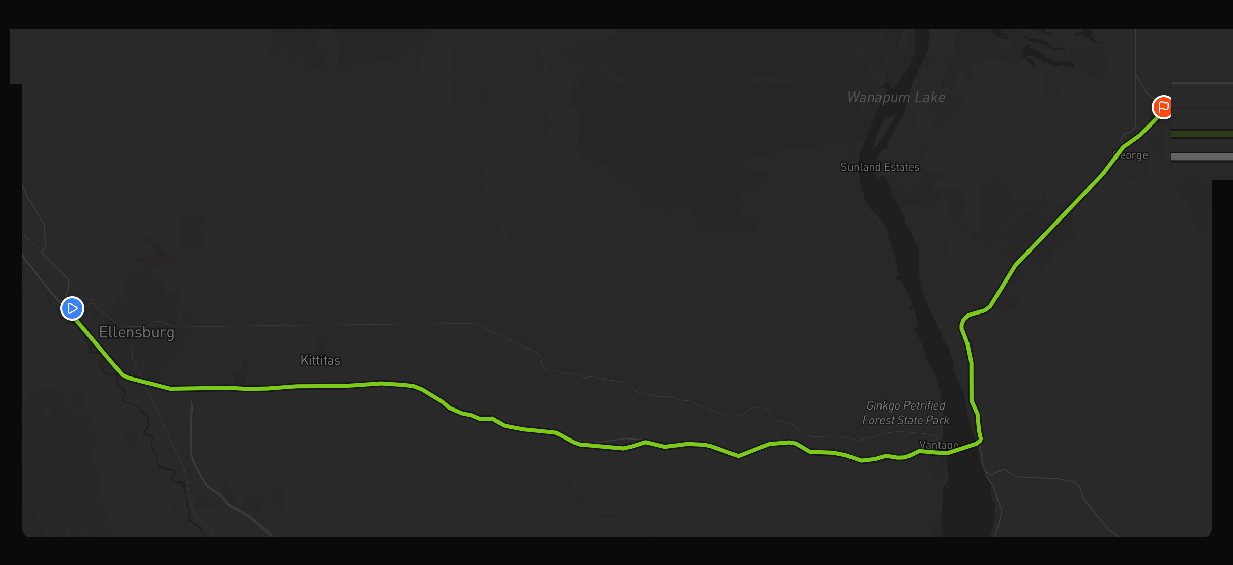 Drive route mapped along the Columbia to the Gorge