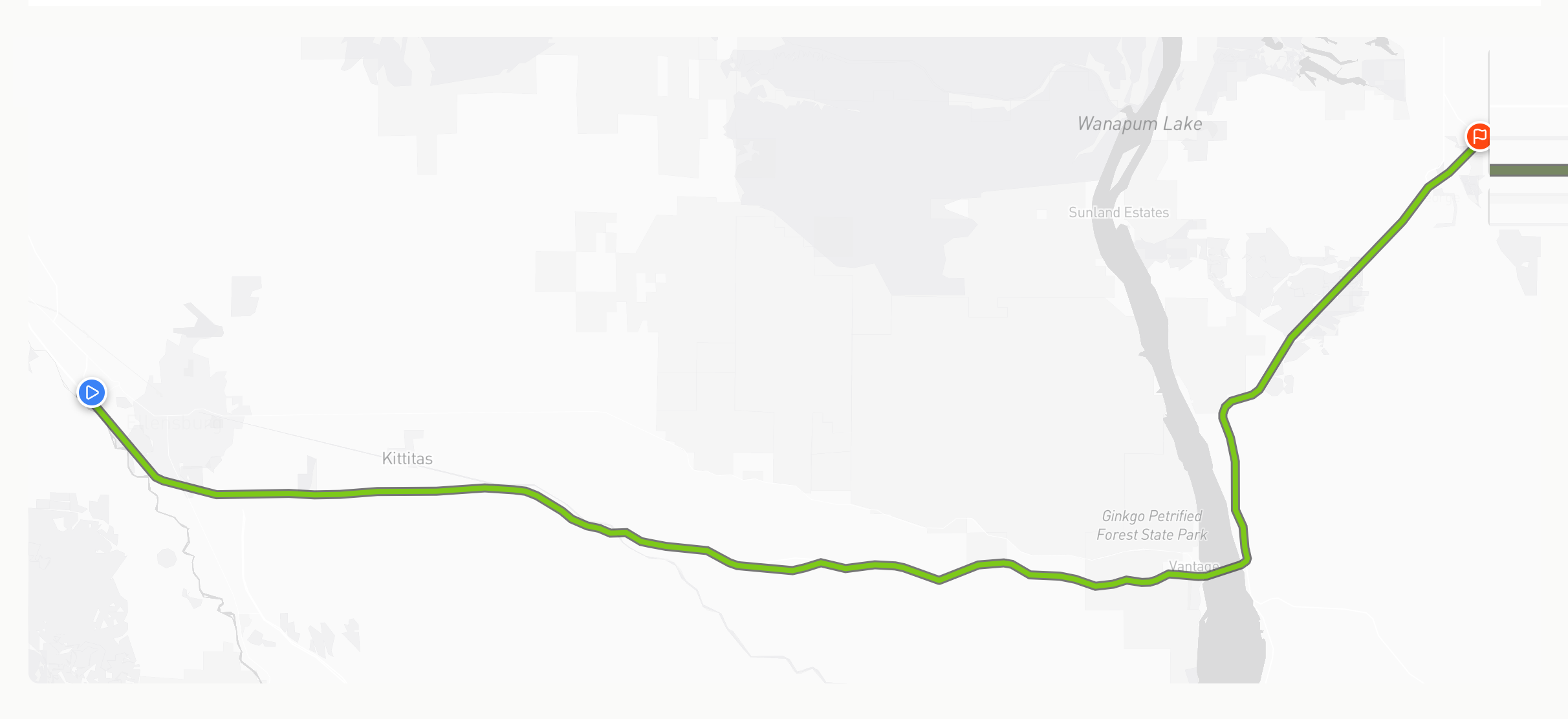 Drive route mapped along the Columbia to the Gorge